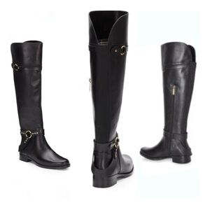 Ellen TRACY Bedford Black Leather Harness Riding Boots